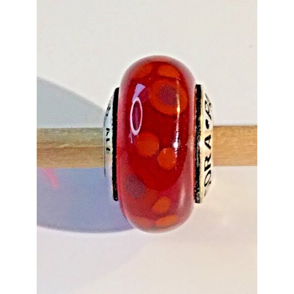 Pandora authentic Red Effervescence Murano Glass Silver Charm - Picture 5 of 5